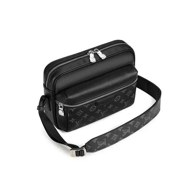Сумка чоловіча месенджер Louis Vuitton Outdoor чорна з білим (032) - зображення 2