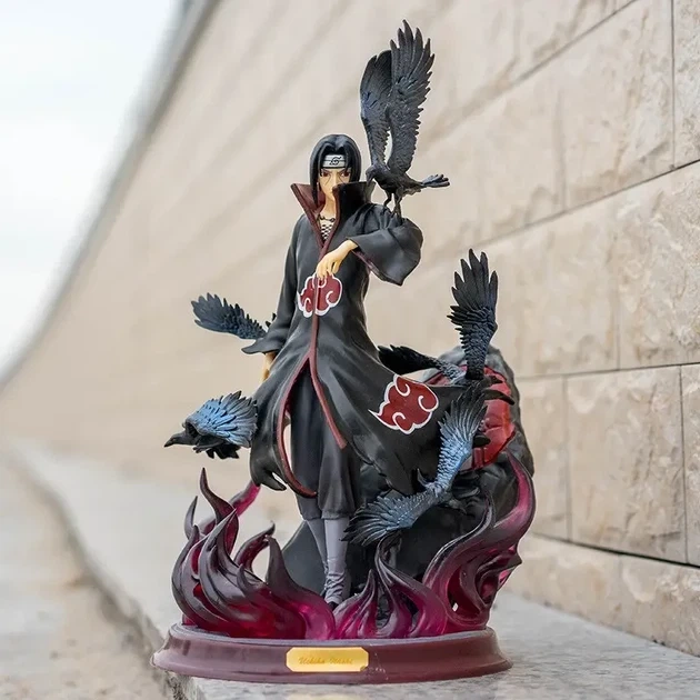 Большая фигурка Uchiha Itachi 29 см с воронами статуэтка Итачи Учиха из аниме Наруто на подставке из ПВХ пластика - изображение 2