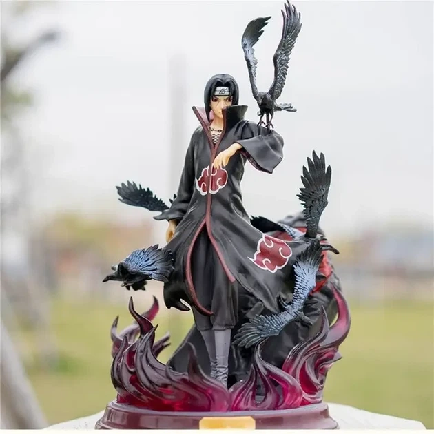 Большая фигурка Uchiha Itachi 29 см с воронами статуэтка Итачи Учиха из аниме Наруто на подставке из ПВХ пластика - изображение 3