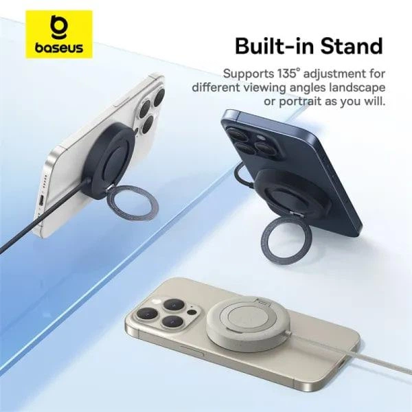 Бездротовий зарядний пристрій Baseus Simple Mini4 Magnetic з функцією MagSafe та Qi2 15W (CCED000001) Black - зображення 13
