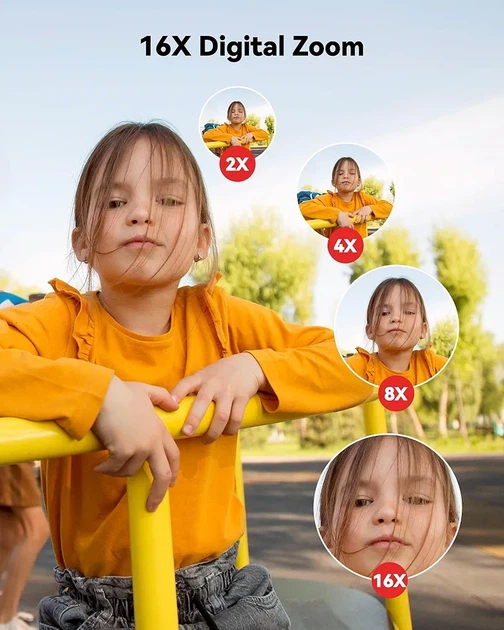 Цифрова камера 48MP для дітей, 32GB, антиструс, 16X зум, таймер, серійна зйомка, компактна для фото/влогу - Фото 4 Цифрова камера 48MP для дітей, 32GB, антиструс, 16X зум, таймер, серійна зйомка, компактна для фото/влогу - изображение 4