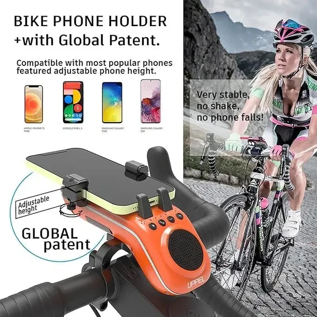 Тримач телефону для велосипеда UPPEL з Bluetooth колонкою, Power Bank 5000 мАг - Фото 5 Тримач телефону для велосипеда UPPEL з Bluetooth колонкою, Power Bank 5000 мАг - зображення 5