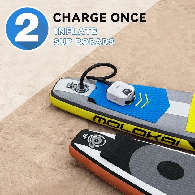 Повітряний насос CYCPLUS 20PSI для SUP, акумуляторний, 2-ступеневий, автостоп, для дошки, намету, матраца - изображение 7