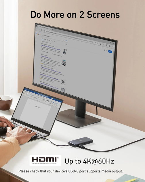 USB-хаб Anker PowerExpand 8-in-1 - PD in 100W/HDMI/2xUSB-A/USB-C 10Gbps/LAN/SD Black (A83830A2) - зображення 5