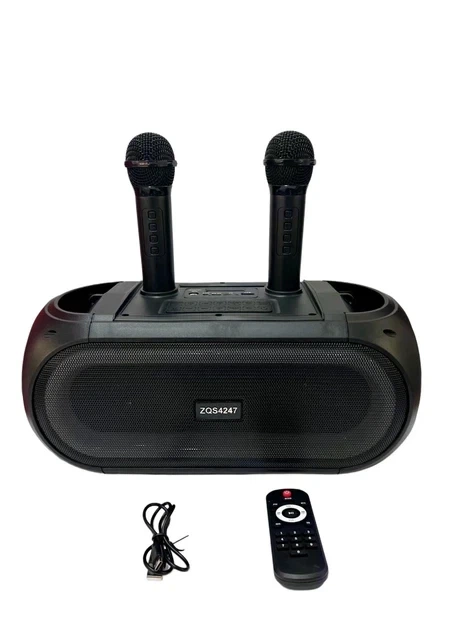 Портативна Bluetooth колонка ZQS4247 16Вт із 2 мікрофонами караоке USB TF FM AUX - зображення 3
