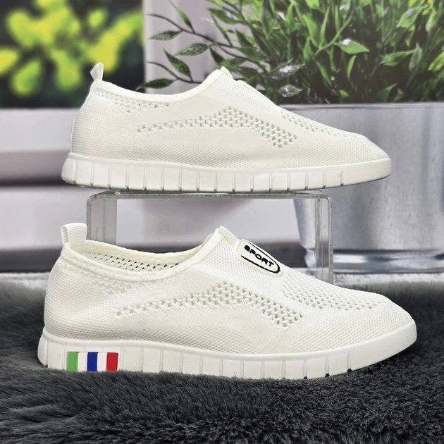 Мокасини жіночі Ok Shoes молочні текстильні сітка 38р (24,5 см) 8396 - Фото 1 Мокасини жіночі Ok Shoes молочні текстильні сітка 38р (24,5 см) 8396 - зображення 1
