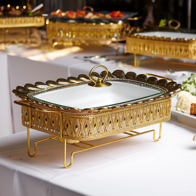 Мармит мармитница фарфоровая Tiffany 1.5 л квадратная • на металлической подставке с подогревом со стеклянной крышкой HoReCa • поддерживает температуру блюд Yiwu - Фото 1 Мармит мармитница фарфоровая Tiffany 1.5 л квадратная • на металлической подставке с подогревом со стеклянной крышкой HoReCa • поддерживает температуру блюд Yiwu - изображение 1