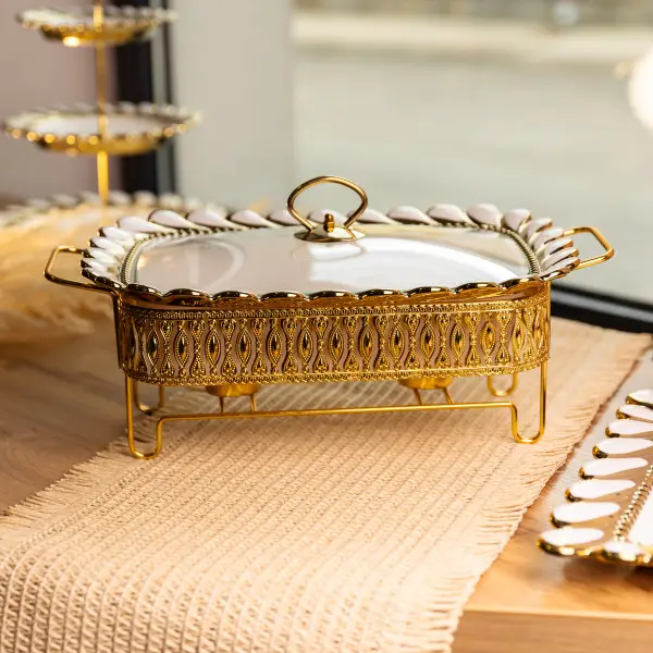 Мармит мармитница фарфоровая Tiffany 1.5 л квадратная • на металлической подставке с подогревом со стеклянной крышкой HoReCa • поддерживает температуру блюд Yiwu - Фото 2 Мармит мармитница фарфоровая Tiffany 1.5 л квадратная • на металлической подставке с подогревом со стеклянной крышкой HoReCa • поддерживает температуру блюд Yiwu - изображение 2