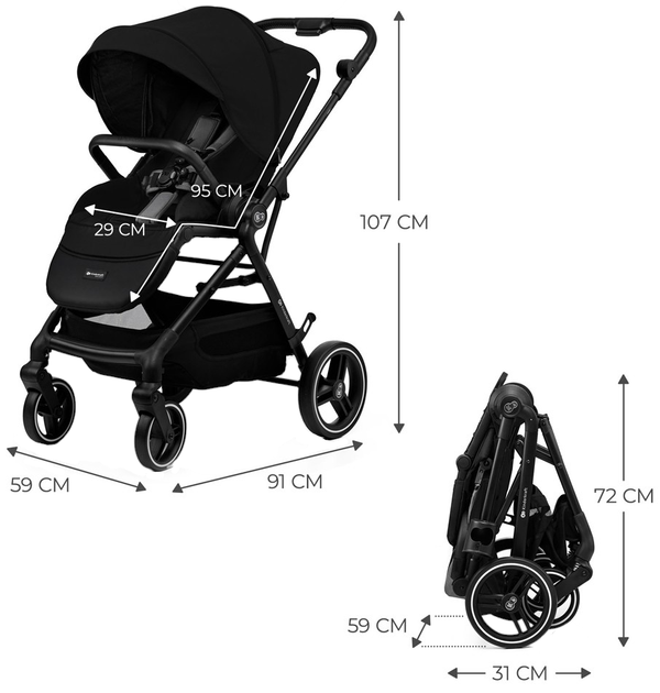 Wózek spacerowy KinderKraft 2w1 Yoxi Pure Black (5902533924608) - obraz 5