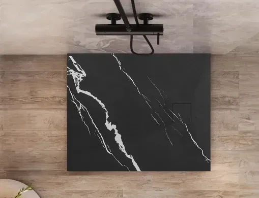 Душовий піддон REA MAGNUM 90x90 CARRARA BLACK - изображение 4
