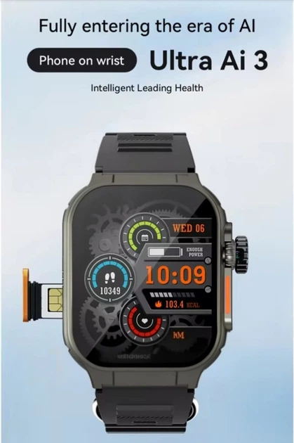 Смарт Годинник Телефон Ai3 5G LTE SIM карта GPS Wi‑Fi Bluetooth 3+32GB Месенджери Android 10 AMOLED дисплей Фронтальна Висувна Камера Мікрофон 1280mAh ChatGPT YouTube Facebook Instagram Silver - Фото 9 Смарт Годинник Телефон Ai3 5G LTE SIM карта GPS Wi‑Fi Bluetooth 3+32GB Месенджери Android 10 AMOLED дисплей Фронтальна Висувна Камера Мікрофон 1280mAh ChatGPT YouTube Facebook Instagram Silver - изображение 9