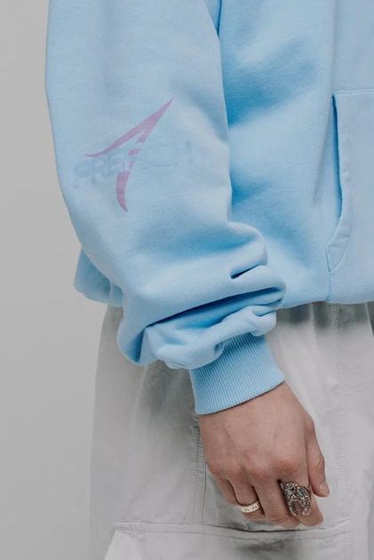 Чоловіче блакитне худі Oversized Multi Logo H GOTS Preach S 206270 - зображення 5