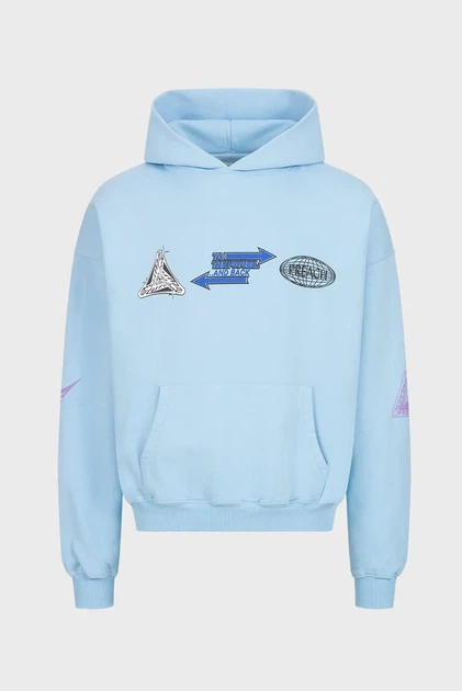 Чоловіче блакитне худі Oversized Multi Logo H GOTS Preach S 206270 - зображення 7