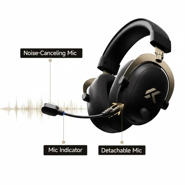 Беспроводные игровые наушники Mchose V9 Turbo+ Steel Black гарнитура с микрофоном и станией для зарядки 2.4ГГц / USB / Bluetooth - изображение 2