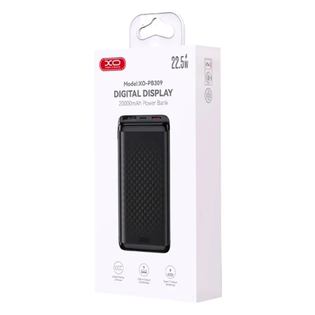 Повербанк XO PB309 20000mAh зі швидкою зарядкою 22.5W для смартфонів та пристроїв з USB Type-C - Фото 2 Повербанк XO PB309 20000mAh зі швидкою зарядкою 22.5W для смартфонів та пристроїв з USB Type-C - зображення 2