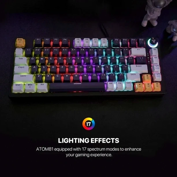Ігрова клавіатура Fantech ATOM81 MK875V2 MIZU механічна з RGB підсвічуванням для геймерів з Blue Switch - Фото 6 Ігрова клавіатура Fantech ATOM81 MK875V2 MIZU механічна з RGB підсвічуванням для геймерів з Blue Switch - зображення 6