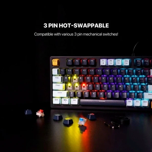 Ігрова клавіатура Fantech ATOM81 MK875V2 MIZU механічна з RGB підсвічуванням для геймерів з Blue Switch - Фото 8 Ігрова клавіатура Fantech ATOM81 MK875V2 MIZU механічна з RGB підсвічуванням для геймерів з Blue Switch - зображення 8