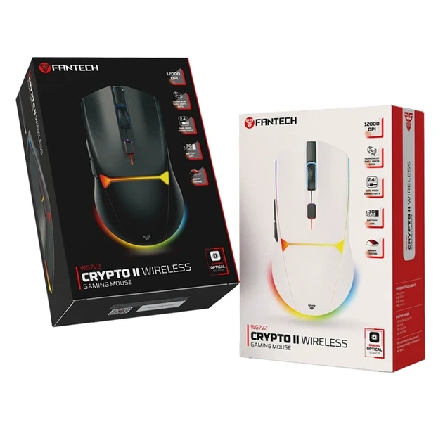 Ігрова миша Fantech WG7V2 Crypto II бездротова з RGB підсвічуванням для геймерів з високим DPI 12000 та ергономічною формою - Фото 3 Ігрова миша Fantech WG7V2 Crypto II бездротова з RGB підсвічуванням для геймерів з високим DPI 12000 та ергономічною формою - зображення 3