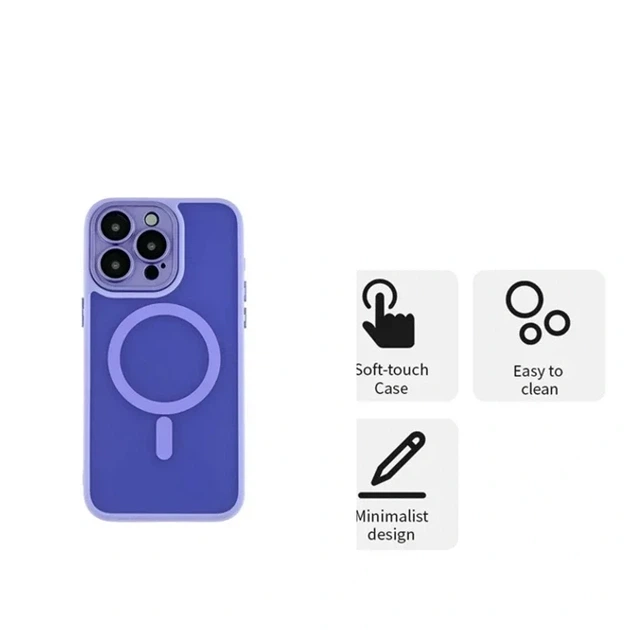 Чехол TPU PC Magnetic Matte для iPhone 13 Pro Max с MagSafe защита камеры фиолетовый - Фото 6 Чехол TPU PC Magnetic Matte для iPhone 13 Pro Max с MagSafe защита камеры фиолетовый - зображення 6