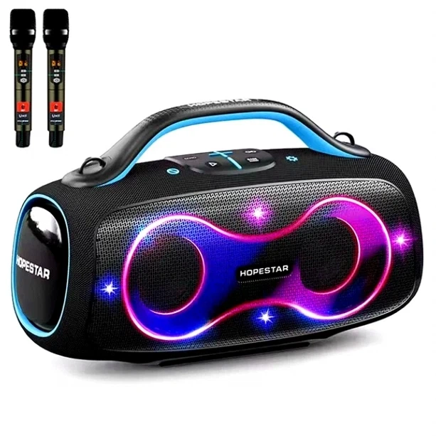 Портативна Bluetooth колонка 400 Вт 6 9 кг з RGB підсвічуванням для вечірок Hopestar Party 168 чорна - зображення 7