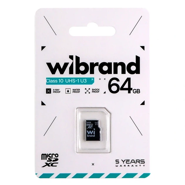 Карта памяти Wibrand MicroSDXC 64GB UHS-1 U3 для смартфонов и камер высокая скорость записи для 4K видео - изображение 2