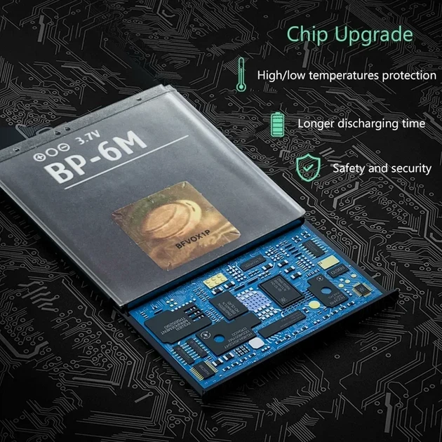 Акумулятор Nokia BP-6M Li-ion для смартфонів та портативної електроніки із захистом від перезаряду 1070mAh - Фото 6 Акумулятор Nokia BP-6M Li-ion для смартфонів та портативної електроніки із захистом від перезаряду 1070mAh - зображення 6