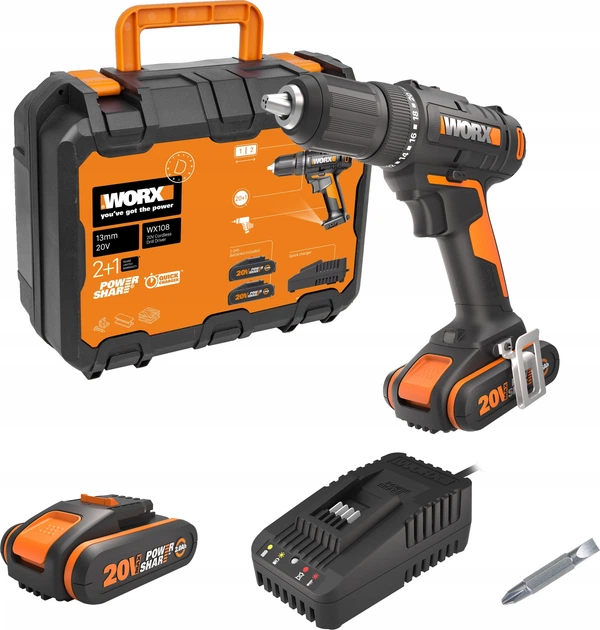 Акумуляторний шурупокрут Worx WX108 з 2 акумуляторами та зарядним пристроєм (6943475873585) - зображення 2