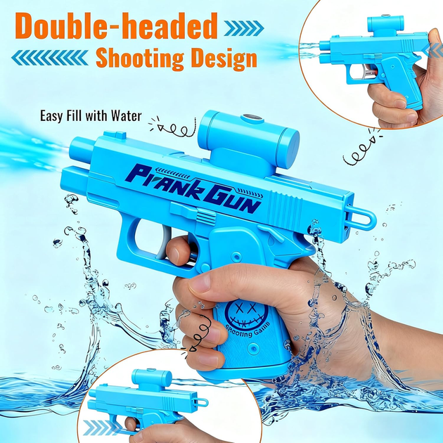 Водяной пистолет Prank Gun Двусторонний бластер для розыгрышей Голубой (возраст 5-12 лет) - изображение 2