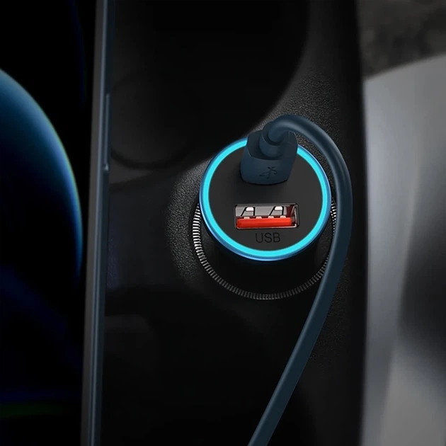 Автомобільний зарядний пристрій Baseus Golden Contactor Max Dual Car Charger USB+Type-C 60 W CGJM000103 Blue - зображення 8