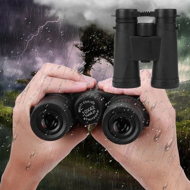 Бінокль Binoculars LD 214 10x42 з призмою BAK4, багатошарове покриття FMC, водонепроникний прогумований корпус, кут огляду 7.4°, для полювання, туризму та спостереження за птицями - изображение 6
