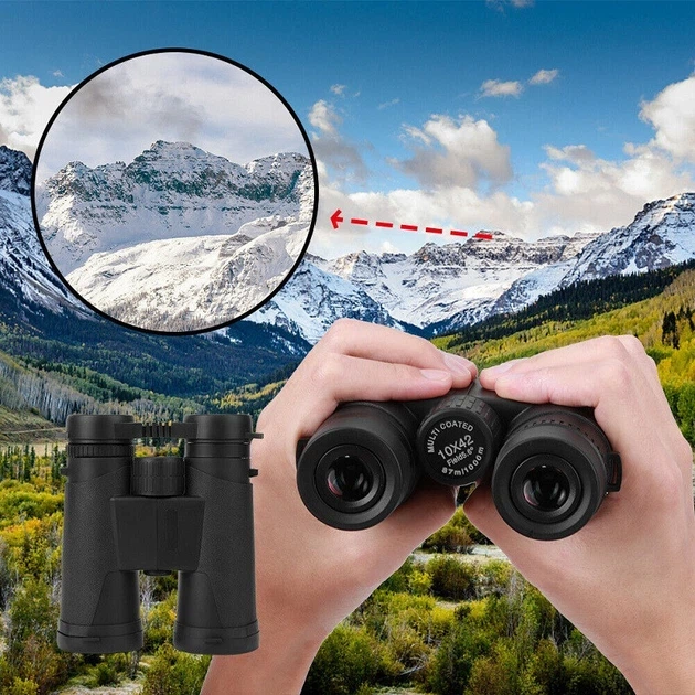Бінокль Binoculars LD 214 10x42 з призмою BAK4, багатошарове покриття FMC, водонепроникний прогумований корпус, кут огляду 7.4°, для полювання, туризму та спостереження за птицями - изображение 7