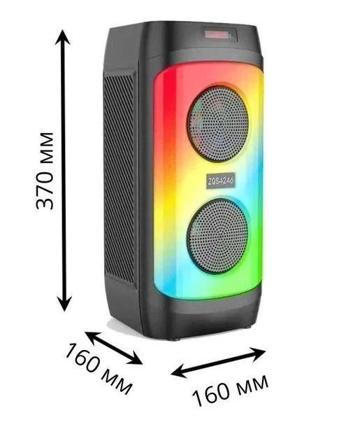 Портативна колонка ZQS4246 30W Bluetooth із мікрофоном TWS, FM радіо, USB TF AUX, LED підсвітка, акустика для караоке та вечірок з пультом - зображення 3