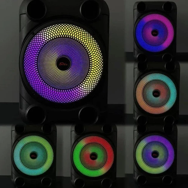 Портативна колонка SPS 8148 16Вт Bluetooth 5.0 з RGB-підсвічуванням, мікрофоном, TWS, USB, TF, AUX для караоке та вечірок - зображення 2