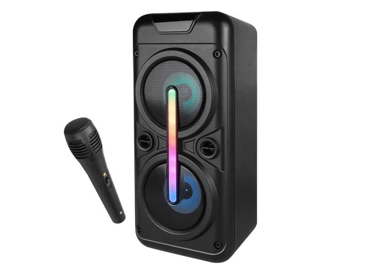 Портативна Bluetooth колонка B83 з мікрофоном 20 Вт чорна, караоке система з LED підсвіткою, USB, AUX, TF, FM радіо, акустична колонка для вечірок, блютуз колонка для телефону iPhone Android з мікрофоном - Фото 1 Портативна Bluetooth колонка B83 з мікрофоном 20 Вт чорна, караоке система з LED підсвіткою, USB, AUX, TF, FM радіо, акустична колонка для вечірок, блютуз колонка для телефону iPhone Android з мікрофоном - изображение 1