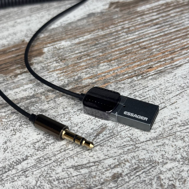 Bluetooth 5.0 аудіоприймач AUX адаптер 3.5мм трансмітер Essager, USB, мікрофон (IN-632287-0222) - зображення 2