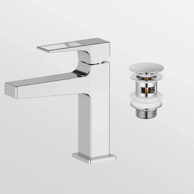 Смеситель для умывальника Aqua Rodos Sharp 90873 с донным клапаном, хром (АР000041737) - изображение 2