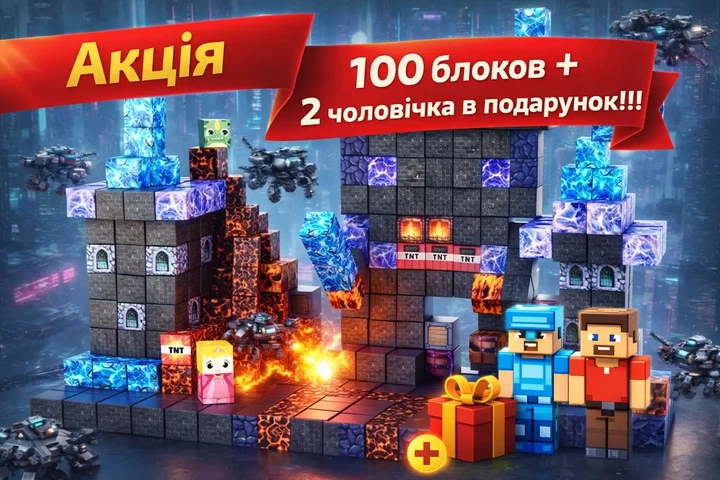 Магнитный конструктор Minecraft 100 блоков , детский набор в стиле лавы - изображение 2