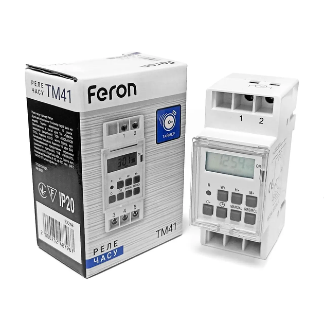 Щитове реле часу на DIN-рейку Feron ТМ41 16А тижневий таймер в щиток (для бойлера, освітлення) 90х64х36мм - зображення 7