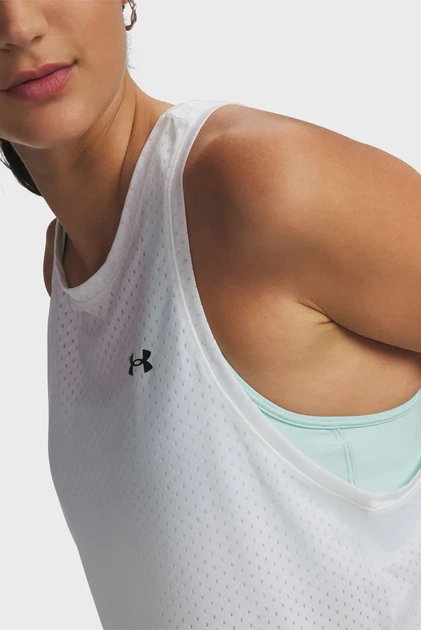 Майка жіноча біла Tech Sport Mesh Crop Tank Under Armour MD 6011229-100 - Фото 3 Майка жіноча біла Tech Sport Mesh Crop Tank Under Armour MD 6011229-100 - зображення 3