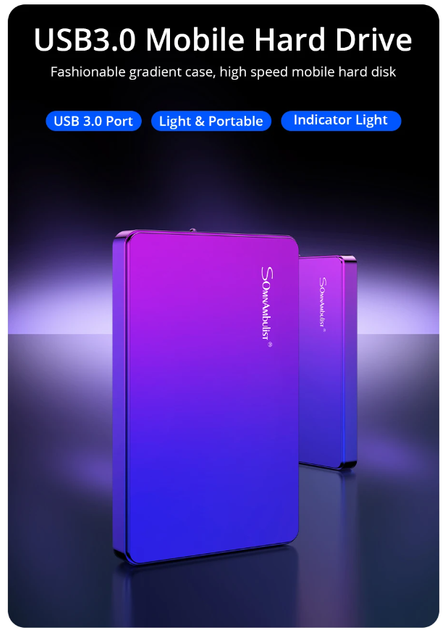 Зовнішній жорсткий диск HDD SomnAmbuList рожевий 500GB 2.5″ USB 3.0 портативний + чохол та кабель підходить до Windows MacOS PS4 XBox (GS-994) - зображення 5