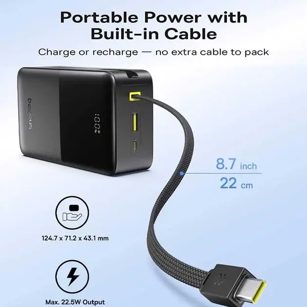 Power bank Baseus EnerFill FC51 Bipow 2Pro 30000mAh PD22.5W Cosmic Black - зображення 6