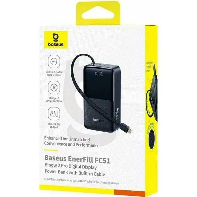 Power bank Baseus EnerFill FC51 Bipow 2Pro 30000mAh PD22.5W Cosmic Black - зображення 8