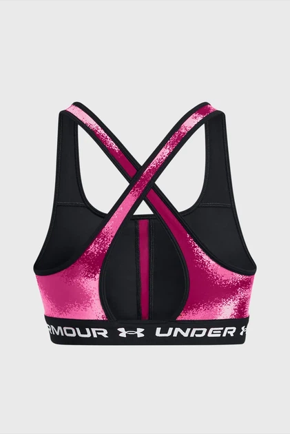 Жіночий малиновий топ UA Crossback Mid Print Under Armour XS 1361042-686 - изображение 4