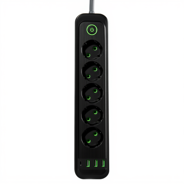 Мережевий фільтр-подовжувач 5 розеток 3xUSB-A 1xUSB-C 3м чорний HP-5-42 - Фото 1 Мережевий фільтр-подовжувач 5 розеток 3xUSB-A 1xUSB-C 3м чорний HP-5-42 - изображение 1