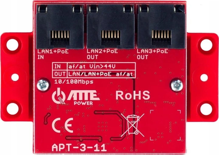 Switch ATTE 3-Port 802.3at 10/100 Mbps (APT-3-11) - obraz 4