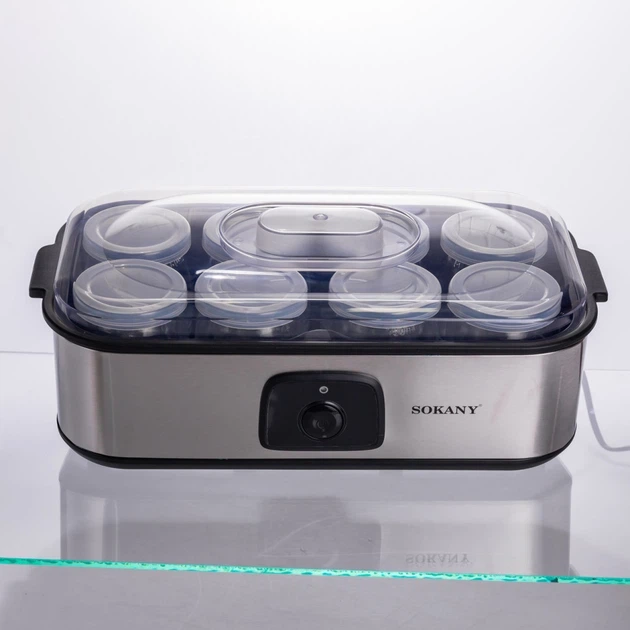Йогуртница Sokany SK-08109 серебро 20 Вт на 8 стеклянных баночек 1.26 л (107-80-SK-08109) - Фото 4 Йогуртница Sokany SK-08109 серебро 20 Вт на 8 стеклянных баночек 1.26 л (107-80-SK-08109) - изображение 4