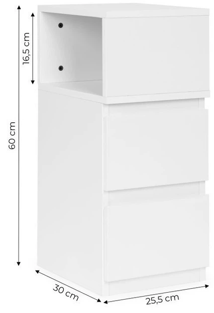 Szafka nocna ModernHome z oświetleniem LED 2 szuflady Biała (5905817011759) - obraz 8