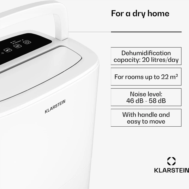 Осушувач повітря Klarstein DryFy 20L White - изображение 4