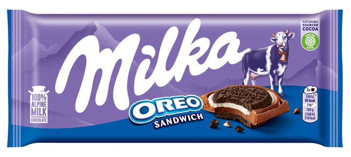 Шоколад Milka Oreo Sandwich 92г - Фото 1 Шоколад Milka Oreo Sandwich 92г - изображение 1