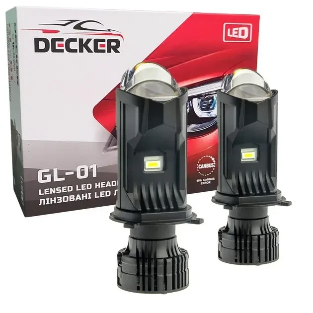 Світлодіодні лінзовані лампи Decker LED GL-01 H4 9-32V. Світлодіодна лампа з лінзою Decker PRO H4 65W + Canbus - Фото 1 Світлодіодні лінзовані лампи Decker LED GL-01 H4 9-32V. Світлодіодна лампа з лінзою Decker PRO H4 65W + Canbus - зображення 1